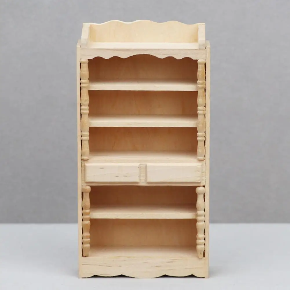 Куклен шкаф-витрина, очарователна кукла къща в мащаб 1 12, миниатюрни дървени шкафове, сложна и многопластова bookshelf за куклена къща