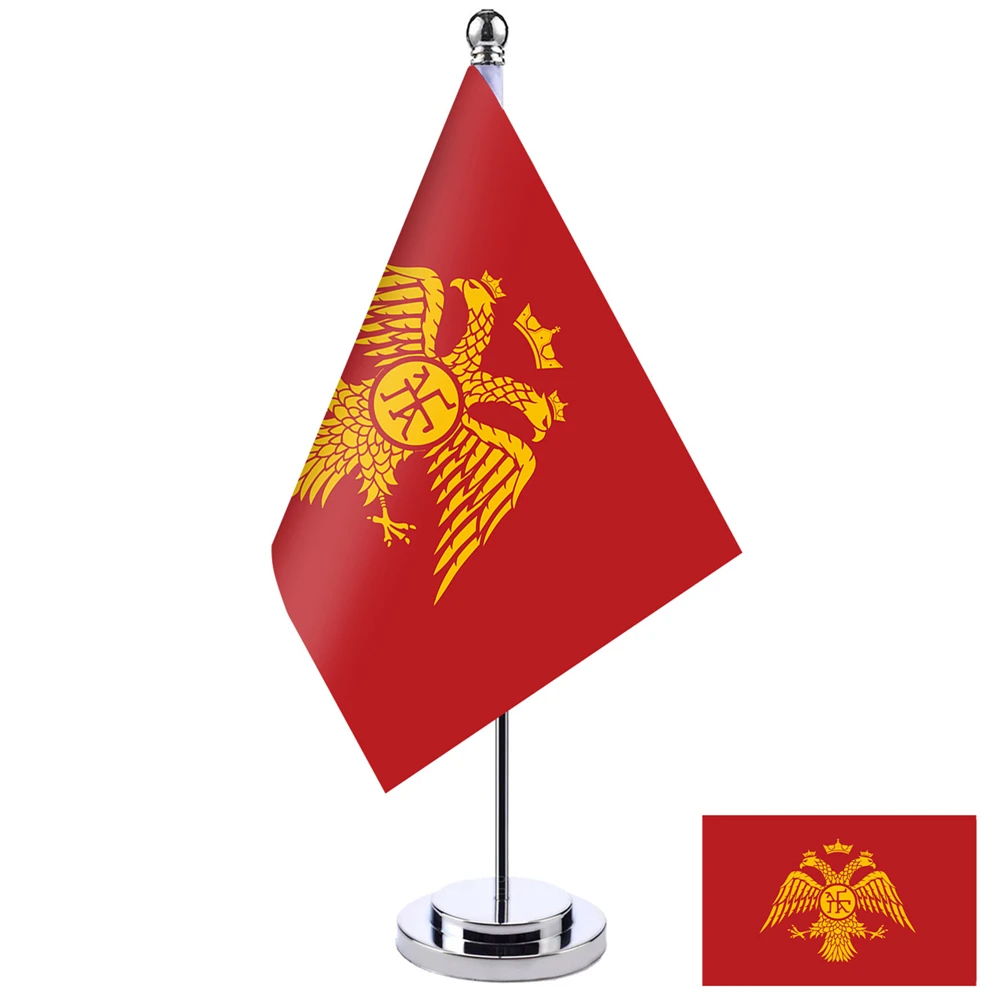 Мини флаг на Византийската империя, на банер, на масата за заседания, настолна стойка, Набор от флагове, Емблемата на Източния Рим, за Украса на офис