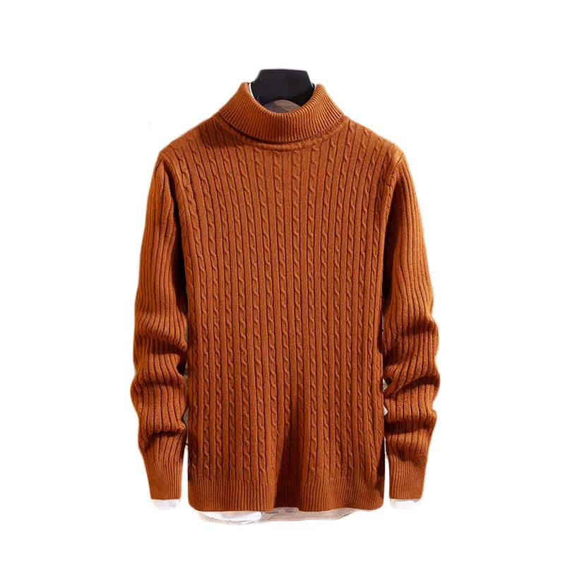 2023 Есента Тънък пуловер с висока воротом, Мъжки Монофонични плетива, Пуловери, Модерен Трико с дълъг ръкав, Потници в основния стил