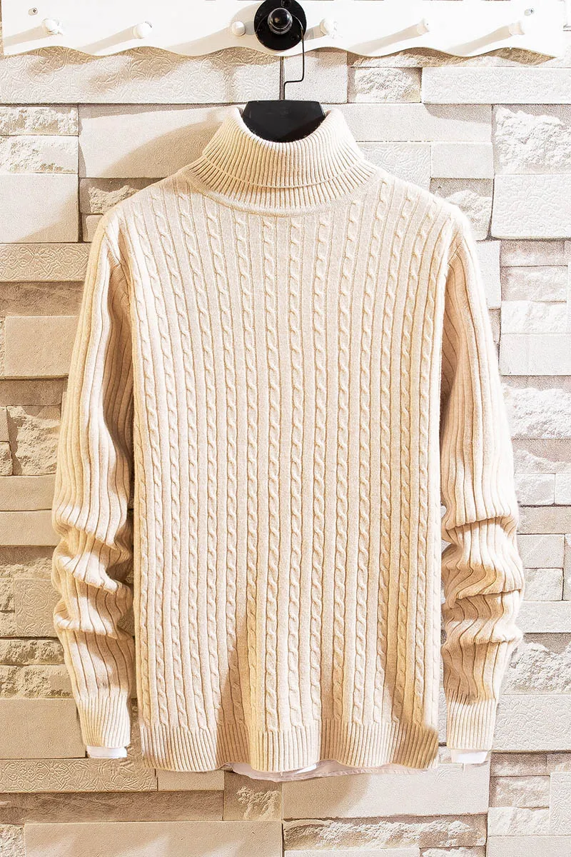 2023 Есента Тънък пуловер с висока воротом, Мъжки Монофонични плетива, Пуловери, Модерен Трико с дълъг ръкав, Потници в основния стил