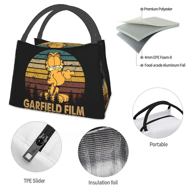 Ретро чанти Garfields с изолация за пикник на открито, забавни котка Caroong, водонепроница