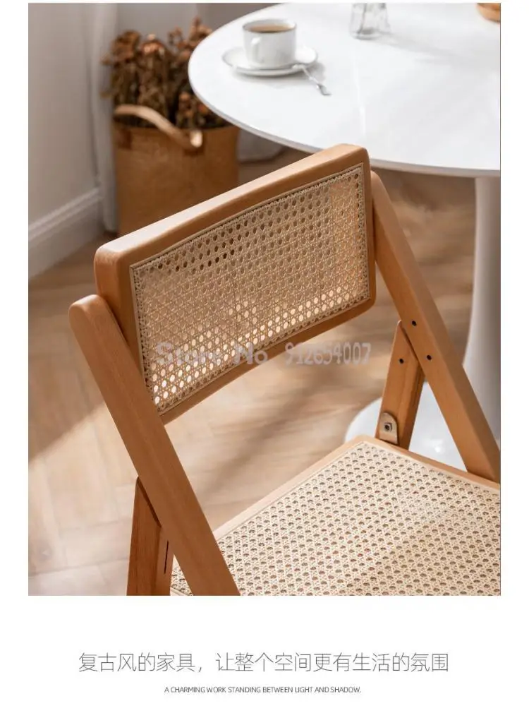 Трапезария стол от масивно дърво в скандинавски Стил, Сгъваем Стол, Сплетен от древен ратан, Известен на облегалката на стола в ретро стил от Чандигарха