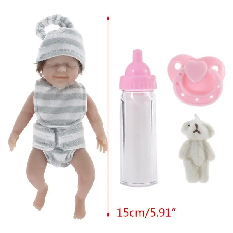 Мини-кукли, 6-инчов кукли, Винил кукли за новородено, Малка нимфа, с дрехи и принадлежности за хранене за деца