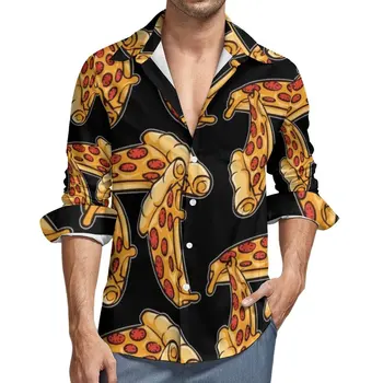 Риза за пица, Мъжки Ежедневни ризи италианска Кухня, Есенни Блузи на поръчка в стил Харадзюку, Върхове Оверсайз в Ретро стил с Дълъг ръкав, Идея за Подарък
