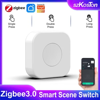 Мини бутон Zigbee 3.0 Sasha Smart Scene Switch Приложение Smart Life Безжично дистанционно управление Автоматизация на жилищни помещения с врата