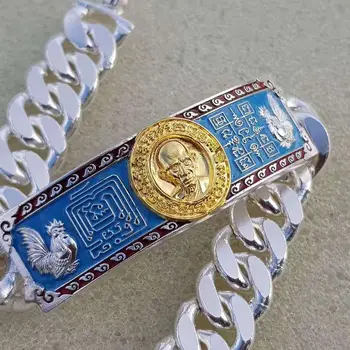YS Tai Fo Юан Тайландски гривна ръчно изработени 2558 Синьо дъното Tai Wu Ge Храм с пукнатини Златна корона