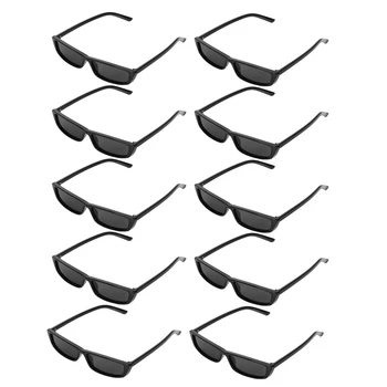 10X Реколта Правоъгълни Слънчеви очила Дамски Слънчеви очила в Малка Рамка Ретро Очила S17072 Черна Дограма Черен