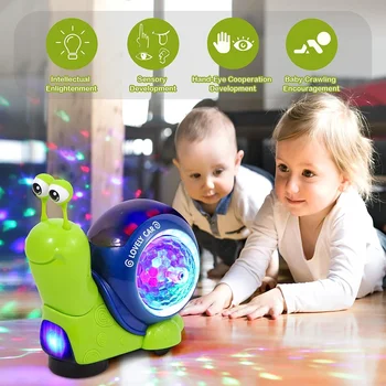 Новите Детски играчки под формата на Ползающей Охлюви С музика, Светещи Интерактивни музикални играчки за деца, Подвижни, Танцуващи, Ползающие Играчки за деца