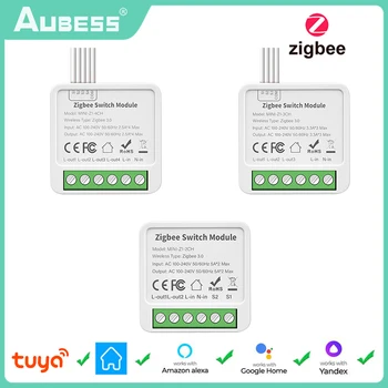 Aubess Sasha Zigbee 1/2/3/4 Модул Smart Gang Switch 2-лентов ключ за управление на Умен дом Работа с Алекса Google Home Yandex Алис
