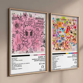 2023 Новият албум на Поп-музиката KAROL G Плакат Естетика Хип-Хоп, Рапърът Певицата Корица Печат върху платно монтаж на стена Арт Декор на стая в общежитието