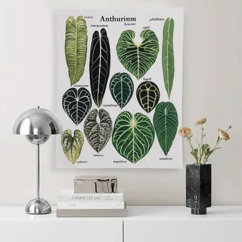 Плат с флорални принтом, Гоблен за спални, Скандинавски Гоблен със зелени листа, Стенен декор за стаята, подпори за фотосесия