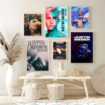 Плакат на Певицата Суперзвезда Джъстин Бийбър с Принтом и Картина на Платно Плакат Спалня Спортен Пейзаж Офис Начало Декор
