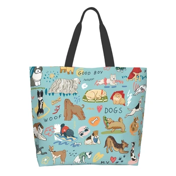 Чанта за пазаруване с удоволствие кучета, множество скъпа чанта-тоут, чанта за прекрасната кучета, ежедневни Лека голям капацитет