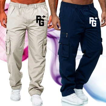 Мъжки панталони-карго с множество джобове, Есенни ежедневни панталони, обикновена Свободни живо Спортни панталони за фитнес, Спортни облекла за голф игрища на открито