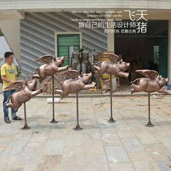 Градински двор творческото начало декор украса на работния плот на сладък животни прасе декорации от смола занаяти