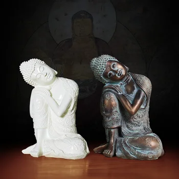 23 см Статуетки на Спящия Буда От Катран В Ретро Стил, Статуята на Творчески Характер, Домашен Интериор В Китайски Стил, Интериор на Хол