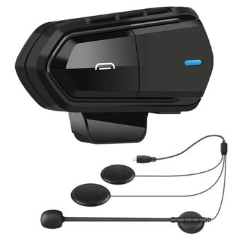 2X Микрофон вътрешна комуникация за мотоциклет B35, Bluetooth 5,0 слушалки за каска, переговорное устройство FM-радио HI-FI Качество на звука Siri Черен