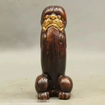 Древната култура на Китай Бронзова Позлатена Статуя на пениса във форма на Могъщия звяр Лъв Пиксиу