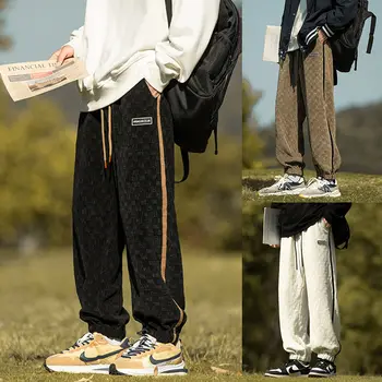 Панталони от шенилна в американски стил, Мъжки Пролетно-есенни прави Панталони Свободно Намаляване на Мода, Спортни Мъжки панталони, Ежедневни панталони Guard