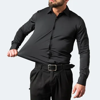 Мъжка риза Против бръчки, Просто Бизнес Тънка риза с Дълъг ръкав, однотонная Домашна Риза Голям Размер
