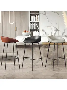 Луксозен бар стол Nordic Light, модерен прост столче за хранене, ютия бар за почивка, рецепция, кафе-сладкарница, висока табуретка