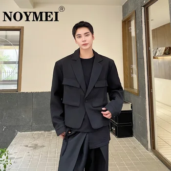 NOYMEI Есента корейската версия на мъжкия костюм с къс ревера на сако с индивидуален обемен джоб, хубаво сако с къдри WA2935