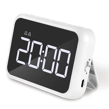 Цифров часовник с аларма, 4-инчов led Огледало, Цифров часовник с регулируема яркост и сила на звука на дисплея, Стенни часовници за домашни пътуване