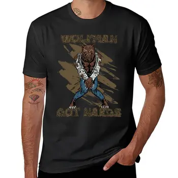 Нова тениска Wolfman Got Nards, бързосъхнеща тениска, риза с домашен любимец принтом за момчета, тениски в тежка категория за мъже