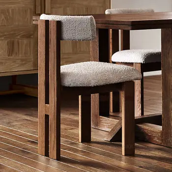 Китайските Трапезни столове от масивно дърво в ретро стил, Прости Домашни Столове за преобличане от кадифе агне, Дизайнерски стол за почивка на рецепцията в семейството