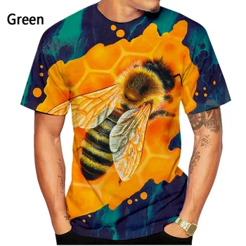 2023 Лятна модна тениска с 3D принтом Пчелите, Мъжки Дамски Ежедневни риза с къс ръкав, потници