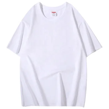 Естествен памук с къси ръкави, стегната принт в стила на отношение, бродерия, однотонная бяла модна марка свободна риза с къси ръкави