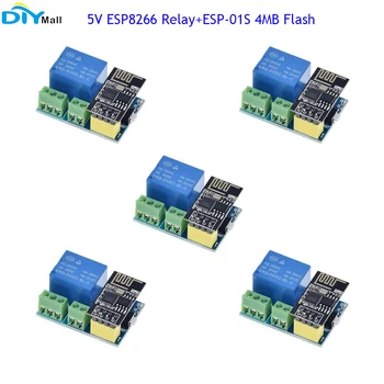 5шт ESP8266 5V WiFi Релеен модул и Дистанционно Управление Ключ с ESP-01S 4 MB Flash-модул за Arduino ИН Things Умен Дом