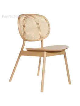 Прост, модерен, маса за хранене и стол от масивно дърво в скандинавски стил, маса за хранене, ротанговый стол с облегалка, мека чанта, възглавница за кафе