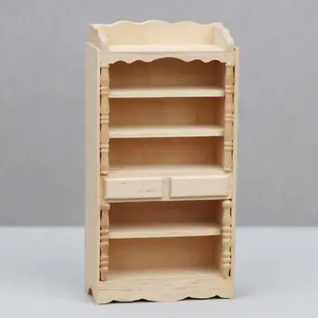 Куклен шкаф-витрина, очарователна кукла къща в мащаб 1 12, миниатюрни дървени шкафове, сложна и многопластова bookshelf за куклена къща