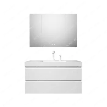 Модерен обикновен бял шкаф за баня Разход мивка за измиване на лицето от масивно дърво, шкаф за измиване