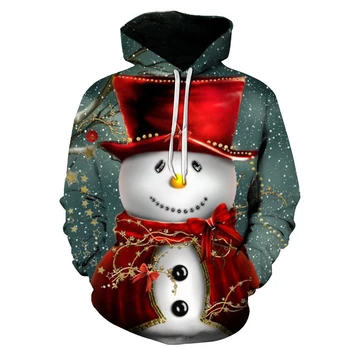 Качулки на Дядо Коледа За мъже с 3D принтом Коледа Снежен Дамски дрехи Тенденция Индивидуалност Hoody Детска hoody