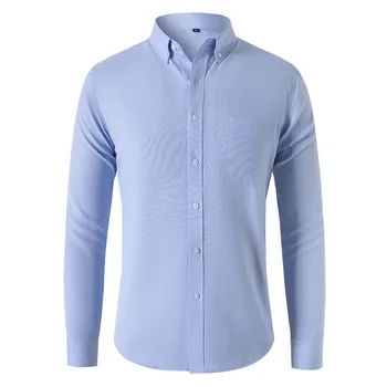 Нова мъжка риза оксфорд, обикновена ежедневни ризи с дълъг ръкав