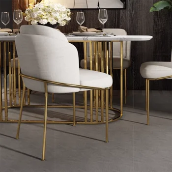 Луксозни Красиви Трапезни Столове в Скандинавски стил, Модерни Трапезни столове от изкуствена кожа, Бели Трапезни столове от Златен европейски мебели Sillas De Comedor
