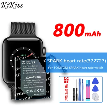 KiKiss 800mAh батерия за TOMTOM SPARK heart rate watch smartwatch смарт часовници 372727 + Безплатни инструменти