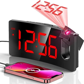 Горещ продаваният FM-радио Прожекционен будилник с led дисплей, Електронен часовник с извит екран, цифров с будилник