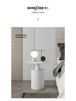 Mai Фен Скандинавски стил модерна минималистичная нощно шкафче за спалня кръгла малка масичка креативна нощно шкафче лека луксозна желязна нощно шкафче
