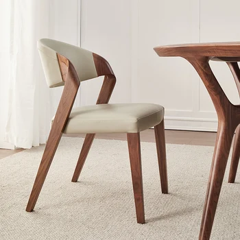 Black Walnut Solid Wood Вечеря Chair Home Light Luxury Arm Backrest Living Room Furniture 가구 дизайнерски мебели стол Muebles
