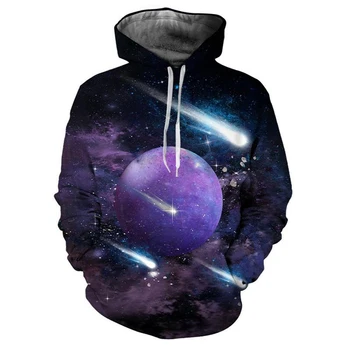 Мода мода Звездното Небе Galaxy 3D Печат Hoody Пуловер с качулка Hoody Унисекс Личност hoody