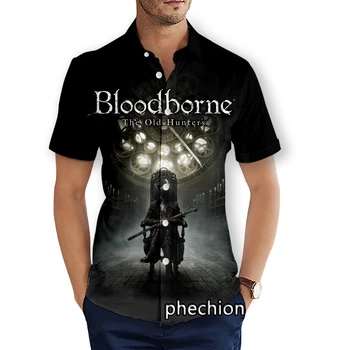 phechion Летни Мъжки Плажни Ризи с къс ръкав, Ежедневни ризи с 3D Принтом Bloodborne, Модни Градинска Дрехи, Мъжки блузи X125