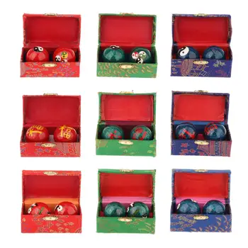 2 бр. Масажни топки за ръка с кутия за съхранение, подарък, Снимающий скованост, Компактен китайски топки за фитнес за родители и деца