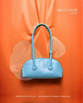 Дамска чанта, однотонная косметичка за бонбони, универсална Ежедневна Модел на рамо с дълга дръжка, Мода 2021, Нов стил Ретро