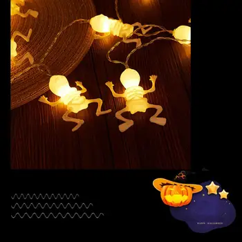 Лампа за декорация Хелоуин, Венец със виртуален скелет на Хелоуин, Празнични гирлянди с виртуален скелет, водоустойчив гирлянди батерии за помещения