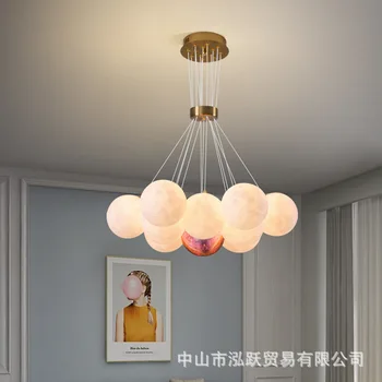 Дизайнерски осветителни тела Hongyue, тавана лампа с 3D лунна светлина, полилей за детска стая, художествена лампа за дневна