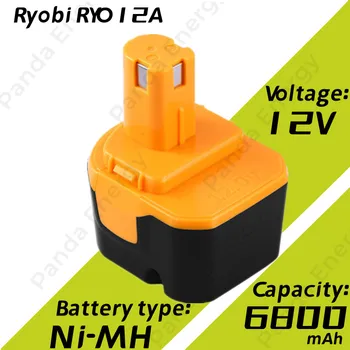 Батерия 6800 mah RYO12A NiMH Батерия 12V, Подмяна на батерията Ryobi 12v B-8286 BPT1025 RY-1204 1400143 1400652 1400670 4400005