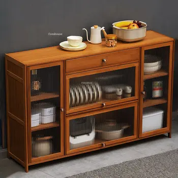 Съвременни творчески кухненски шкафове от бамбуково дърво, многослоен шкаф за съхранение на Домакински кухненски мебели, акрилни шкаф за хол
